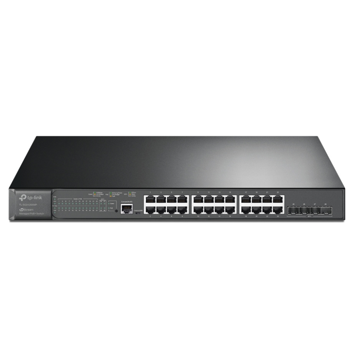 قیمت و خرید سوییچ شبکه مدیریتی 24 پورت +PoE با 4 پورت +SFP تی پی لینک مدل TL-SG3428XMP | نت ران